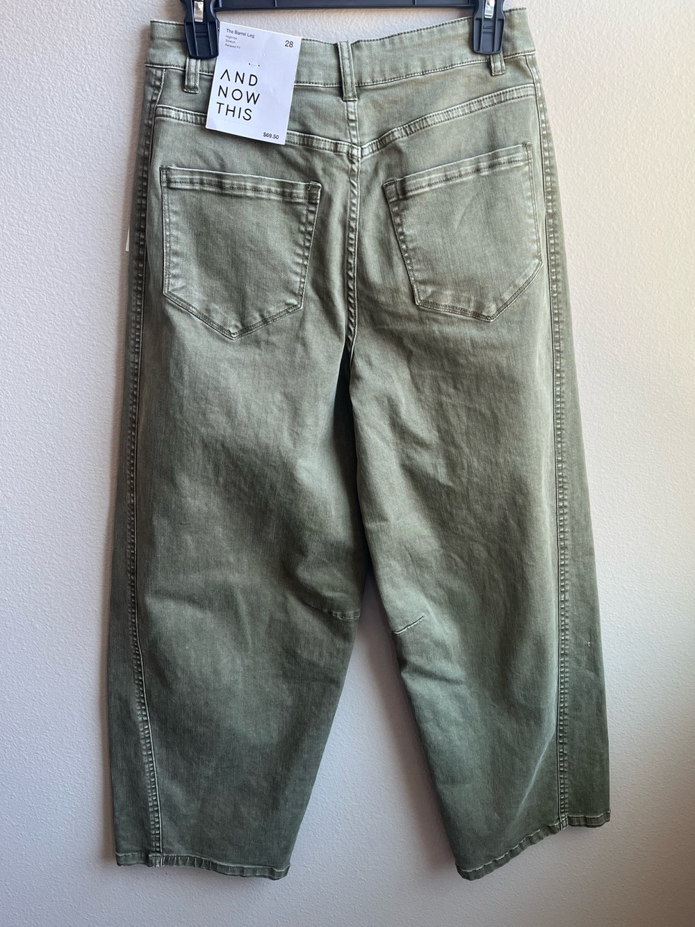 Women's High-Rise Olive Green Washed Barrel-Leg Jeans Boho Chic Trendy - Picture 4 of 7